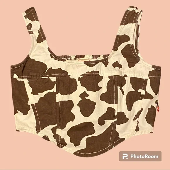 brown cow print tank top